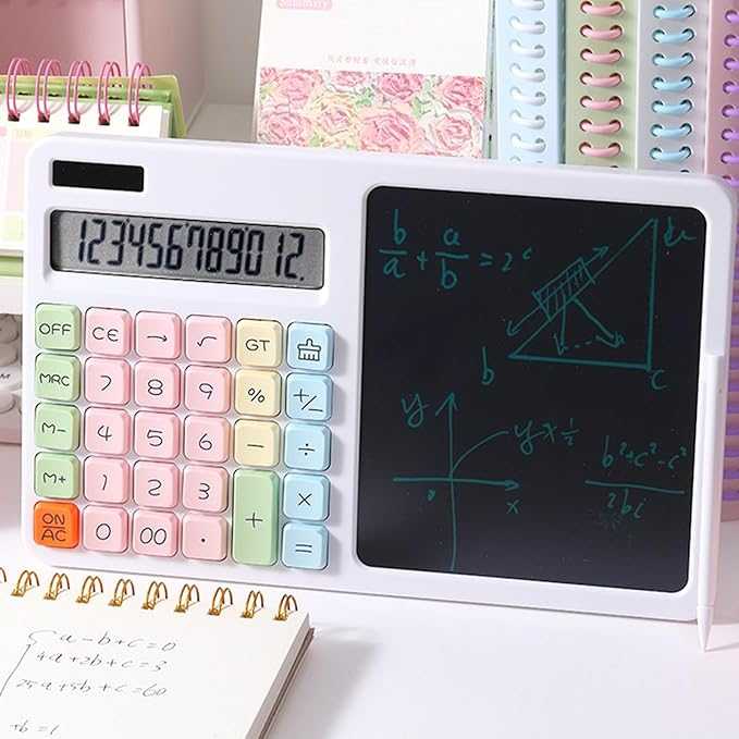 2-in-1 Calculator and Digital Writing Pad - 12 Digits, Dual Power